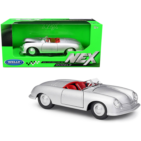 Welly Porsche 356/1 Roadster 1/24 Diecast - Silver, Red Interior