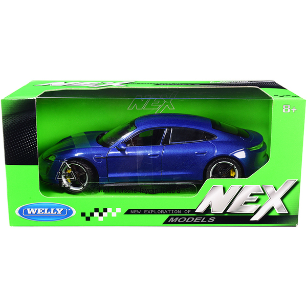 Welly Porsche Taycan Turbo S Blue Metallic 1/24 Diecast Model