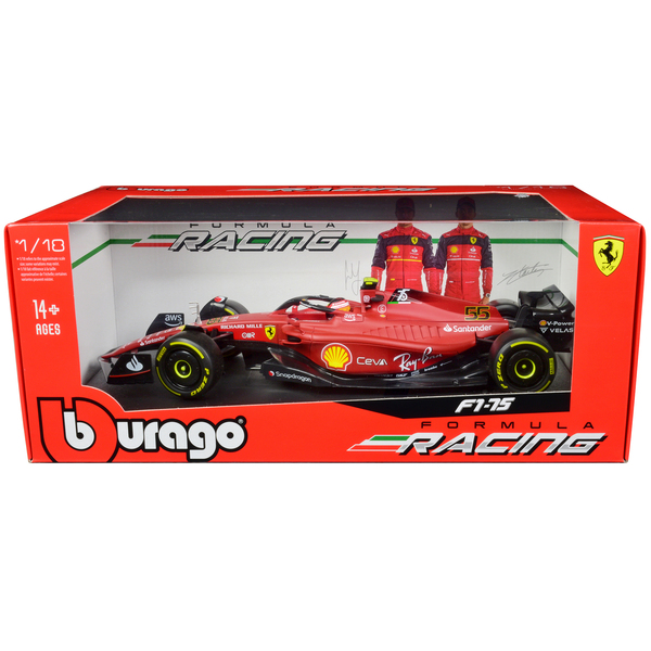 Bburago Ferrari F1-75 #55 Sainz 1/18 Scale Diecast Model