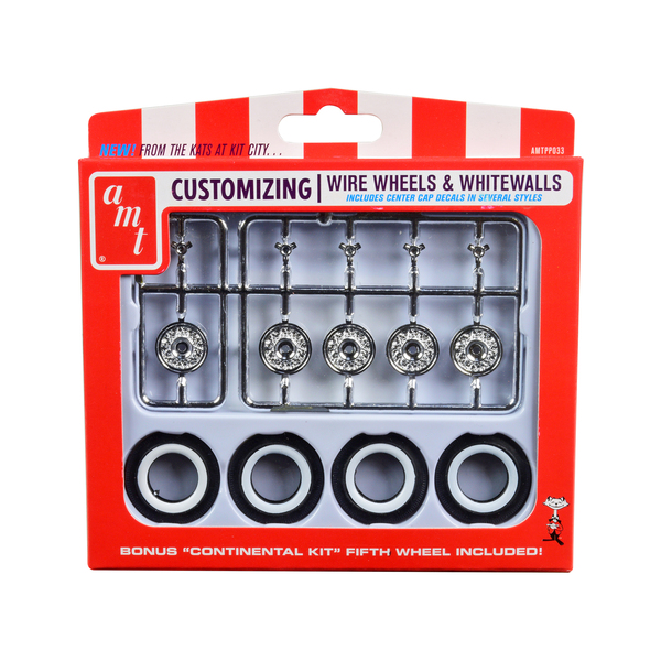 AMT 1/25 Wire Wheels & Whitewall Tires Set (5 pcs)