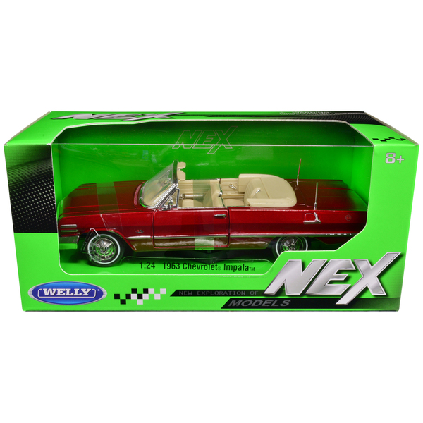 Welly 1963 Impala Convertible Diecast - 8" Red Metallic