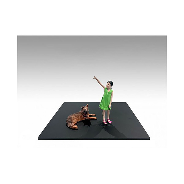 American Diorama 1/24 Scale Figure 703: Girl & Dog Set
