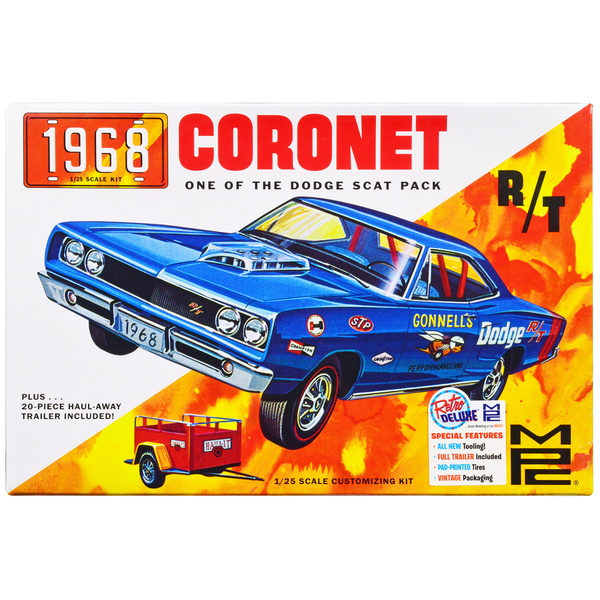 MPC 1968 Dodge Coronet Hardtop with Trailer Model Kit
