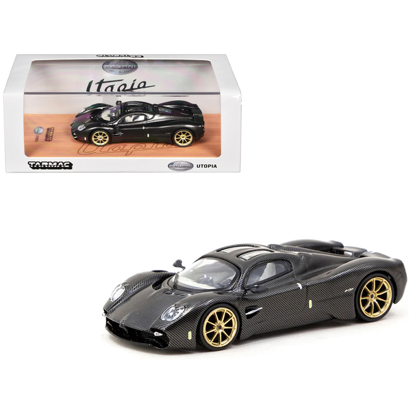 Tarmac Works Pagani Utopia Black Carbon Fiber Gold Wheels 1/64
