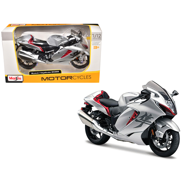 Maisto 2022 Suzuki Hayabusa Silver Metallic 1/12 Motorcycle