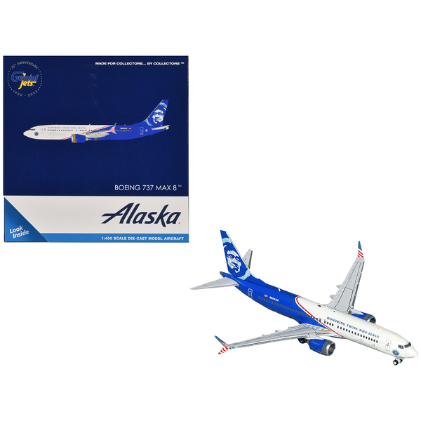 GeminiJets Alaska Airlines 737 MAX 8 'Honoring Those Who Serve' 1/400