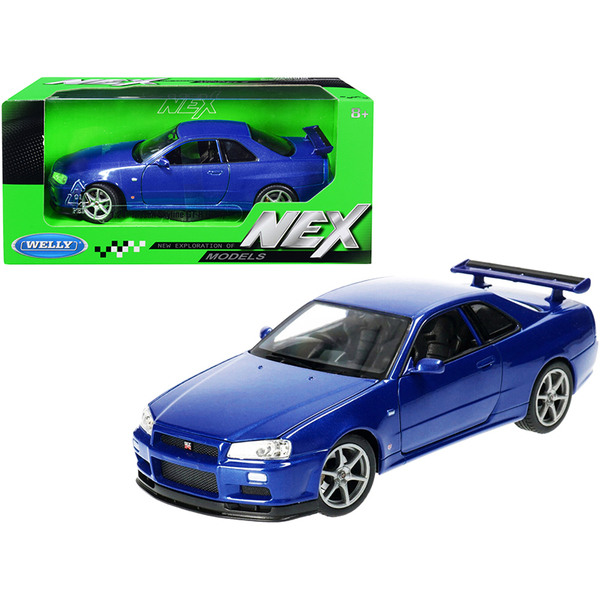 Welly NEX 1/24 Nissan Skyline GT-R R34 Blue Metallic