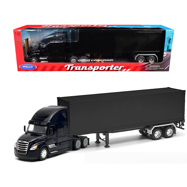 Welly Freightliner Cascadia Truck with Black Trailer - 22.5in