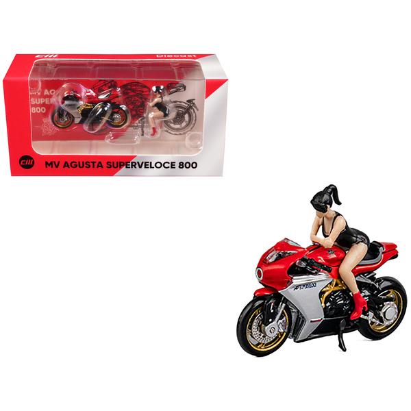 CM Models MV Agusta Superveloce 800: Red/Silver w/Rider - 1/64
