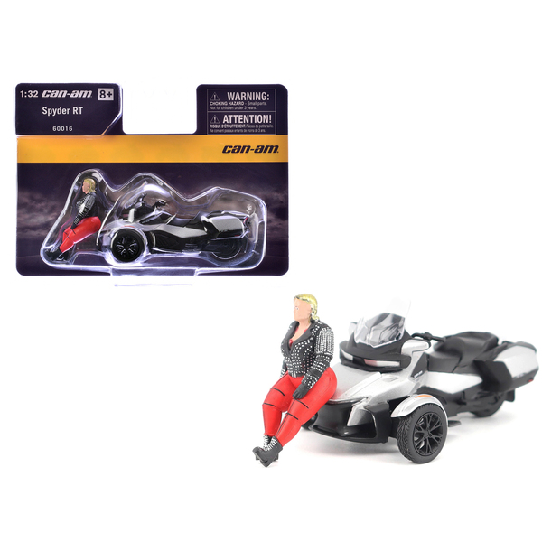 BRP Can-Am Spyder RT Hyper Silver 1/32 Diecast Motorcycle w/ Driver