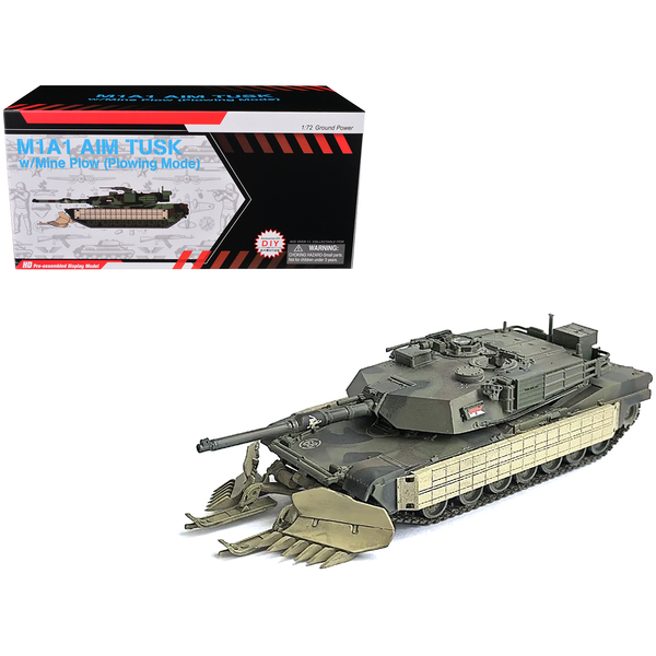 Dragon Models M1A1 Abrams Tank w/Mine Plow 1/72 Olive Drab