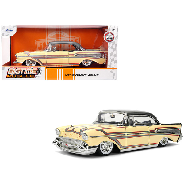 Jada 1957 Chevy Bel Air Diecast - Cream, Graphics & Gray Top