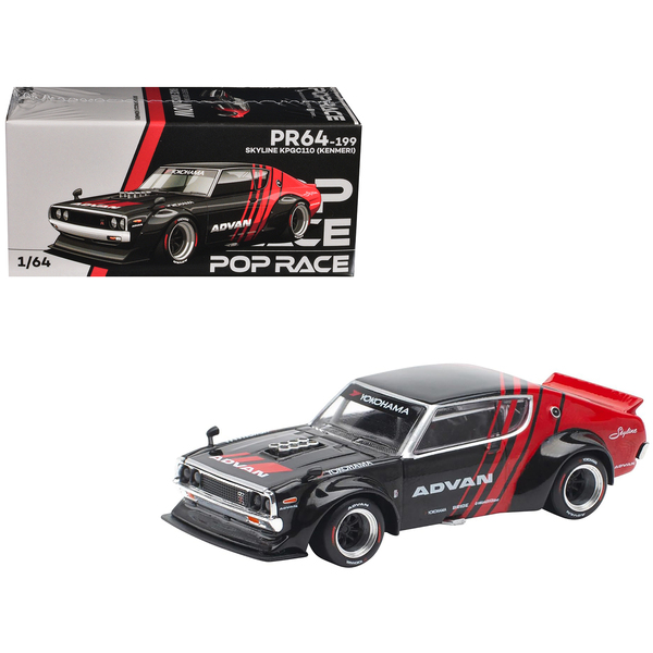 Pop Race Black & Red Skyline KPGC110 "Kenmeri" ADVAN 1/64
