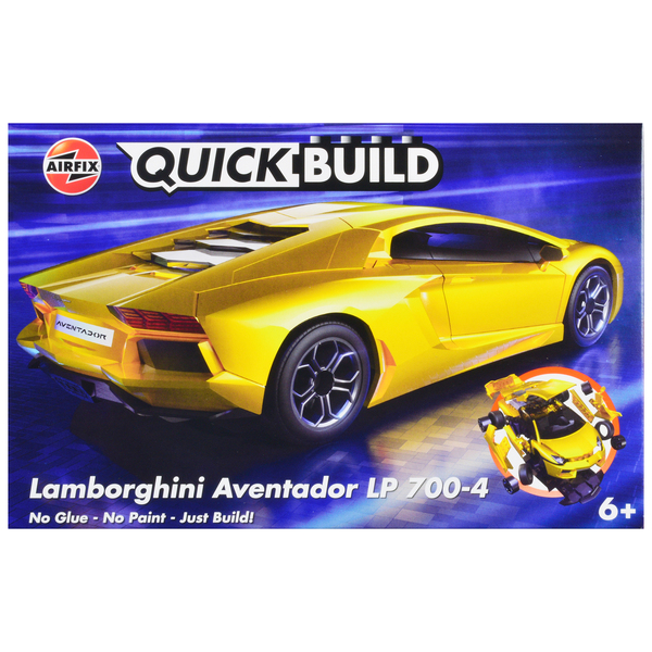 Airfix Quickbuild Yellow Lamborghini Aventador Model Kit (7.5" L)