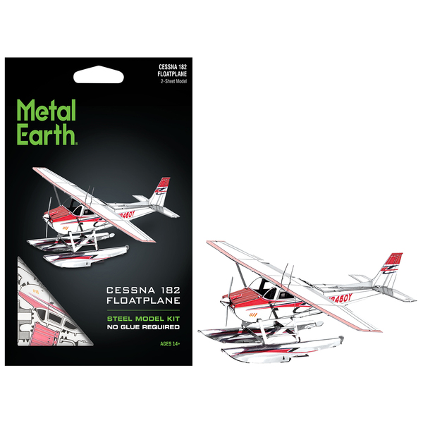 Metal Earth Cessna 182 Floatplane Steel Model Kit - White/Red