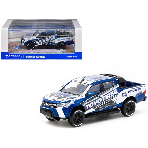 Tarmac Works Toyota Hilux "Toyo Tires" White/Blue 1/64 Model
