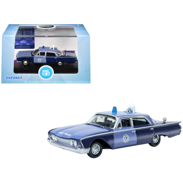 Oxford 1960 Ford Fairlane State Police Blue Two-Tone 1/87 HO Model